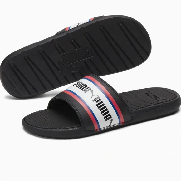 Puma Cool Cat Stripe Repeat Mens Sz  12  Black Red Slip On Slides Sandals New Cool Cat 2.0 Men main image 3